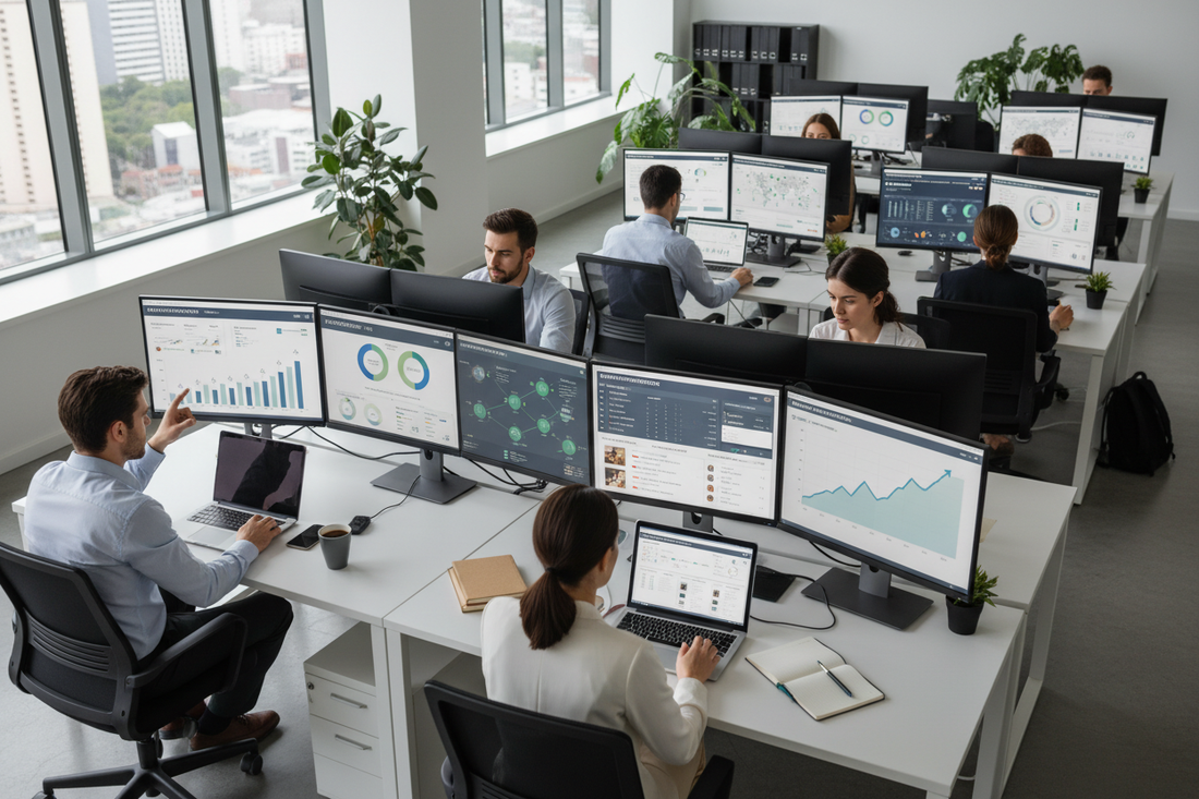 Marketplace sellers reviewing performance data, automation tools, and multi-channel systems at year end.